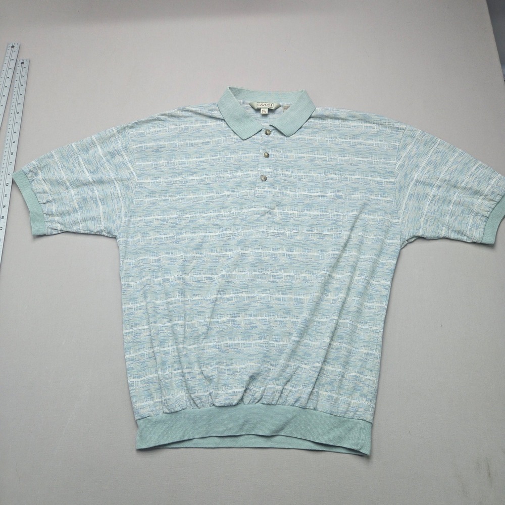 Cavori Polo Shirt Banded Hem Textured Knit Pocket Light Blue Mens XXL 246551-562